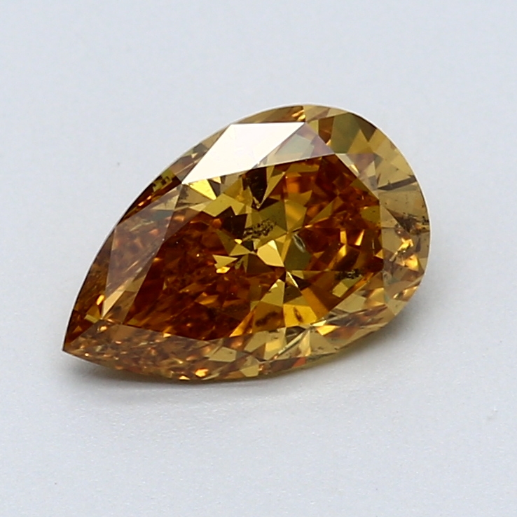 1.37 ct Pear Shape Diamond : Fancy Deep Yellow Brownish Orangy / SI2