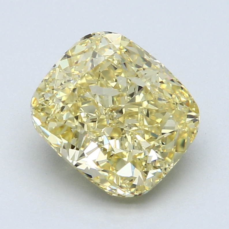 3.64 ct Cushion Cut Natural Diamond : Fancy Intense Yellow / VS1